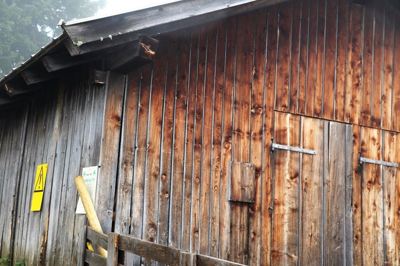 Baubeginn Hochfeldernalm – die alte Almhütte in Trauer