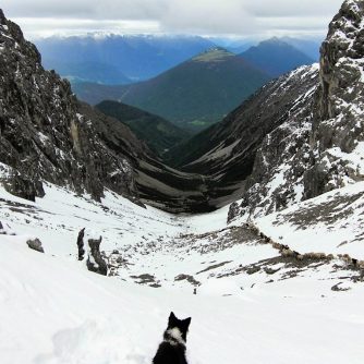 Schnee machte den Weg über die Grünsteinscharte beschwerlich. (Foto: Hermann Neuner)